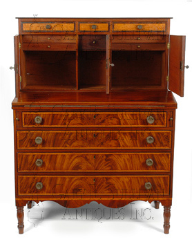 Federal Inlaid Secretary Desk, Southeastern, Mass