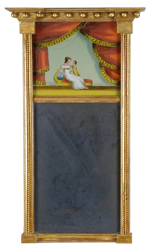 Federal giltwood mirror decorated with a Classical scene