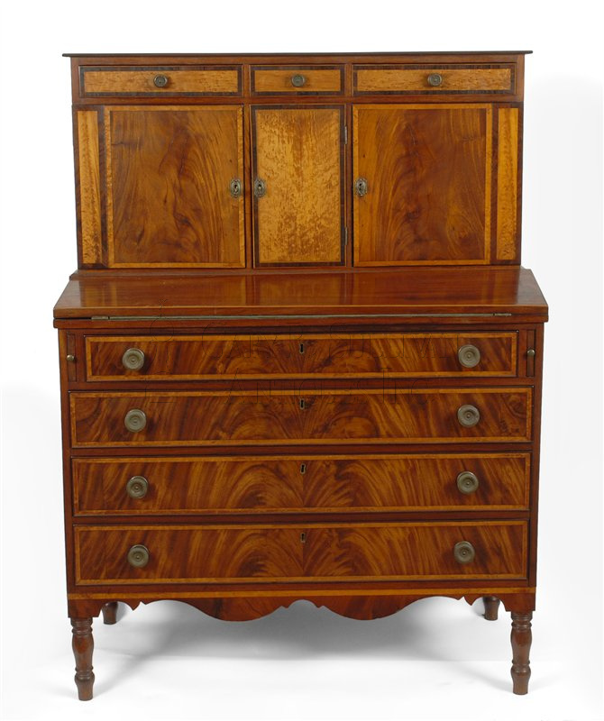 Federal Inlaid Secretary Desk, Southeastern, Mass