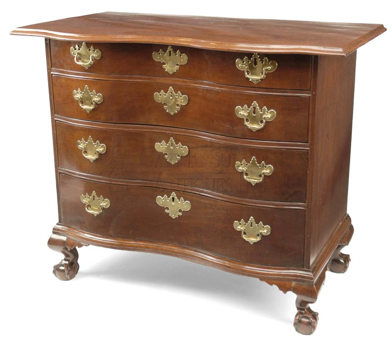 Chippendale Oxbow Chest of Drawers, Coastal, Mass