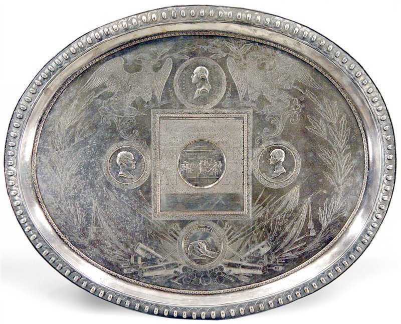 Commemorative Silver Tray, New York & Boston