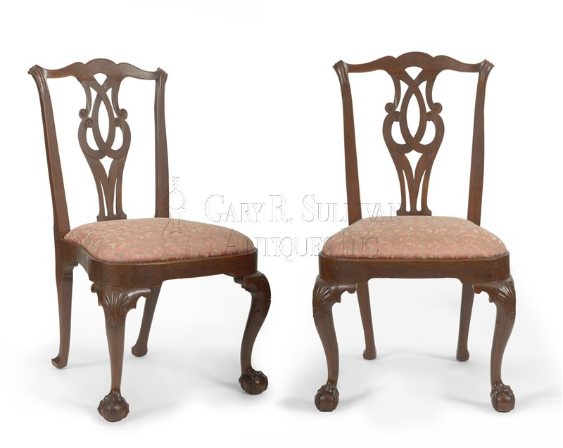 Pair of early Chippendale dining chairs, Boston, Mass