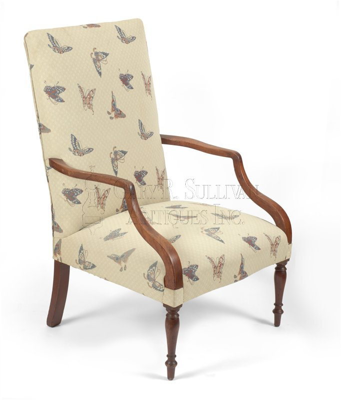 Federal inlaid lolling chair, MA or NH circa 1815