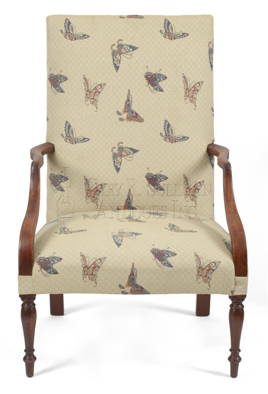 A very good Federal mahogany and inlaid lolling chair, Massachusetts or Southern New Hampshire, circa 1815-20.