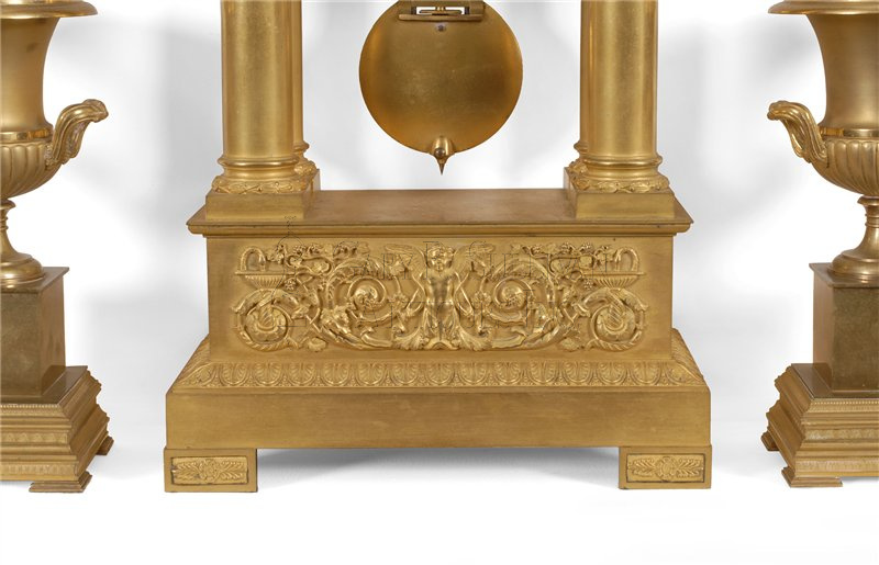 French Classical ormolu clock garniture, circa 1810