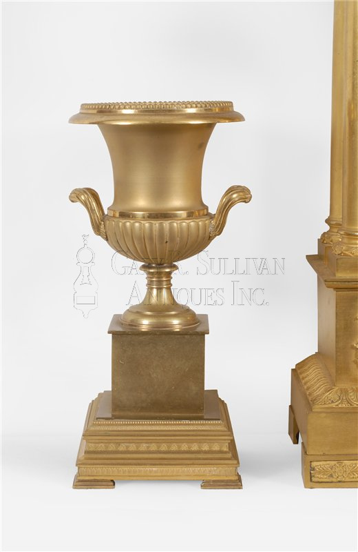 French Classical ormolu clock garniture, circa 1810