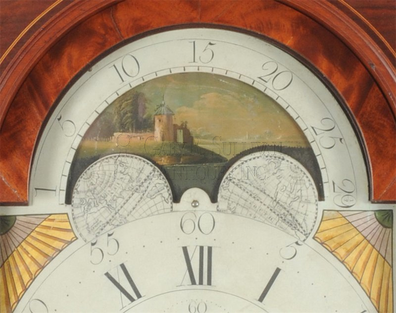 A fine Federal inlaid mahogany tall case clock by Caleb Wheaton & Son, Providence, Rhode Island, circa 1810.