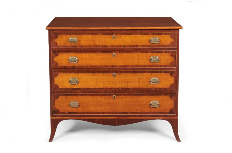 Federal tiger maple inlaid chest, NH