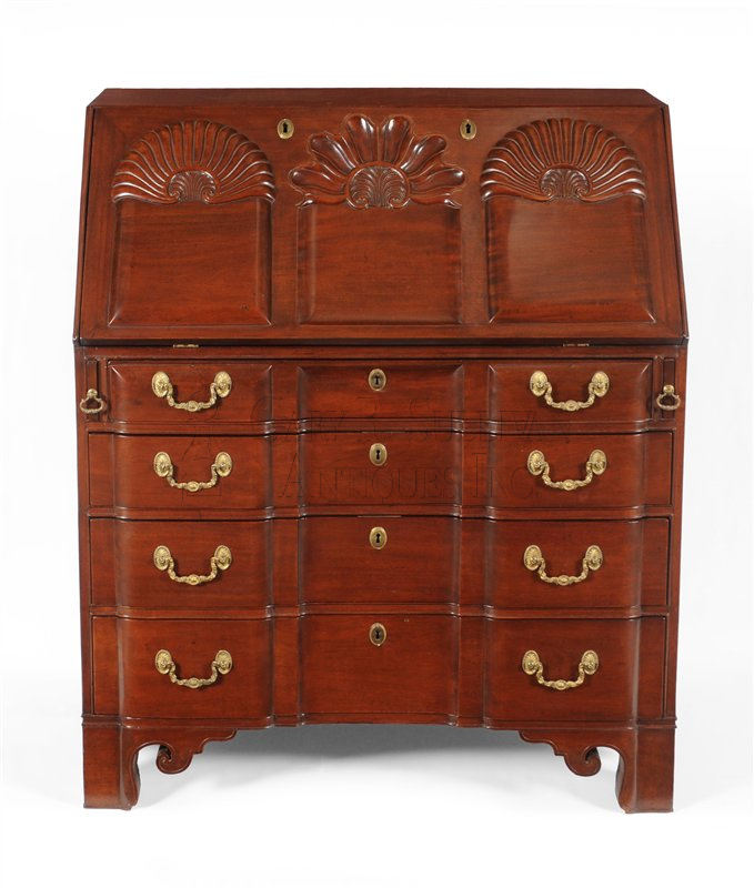 Chippendale shell carved desk (Colchester, CT)