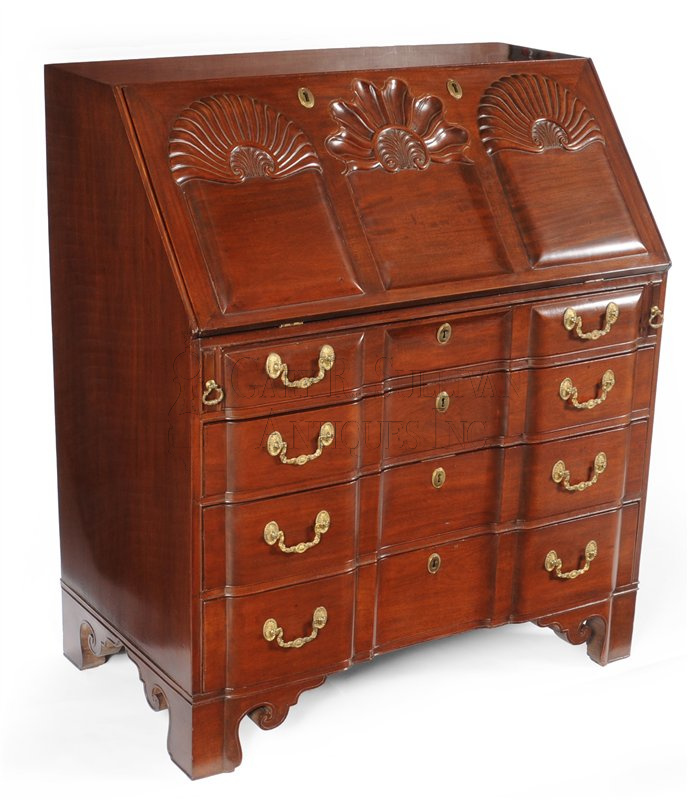 Chippendale shell carved desk (Colchester, CT)